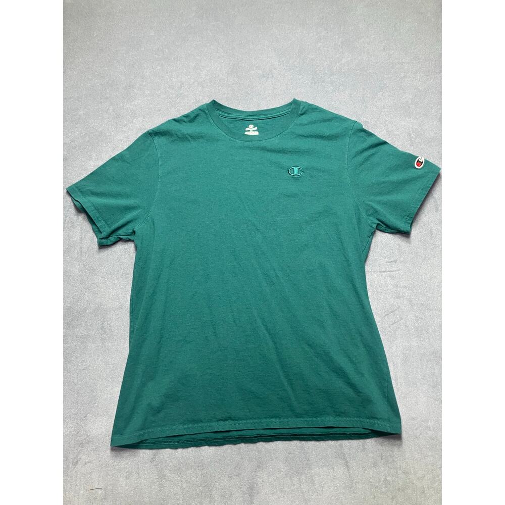 Champion Teal Logo Branded T-Shirt — Size Large